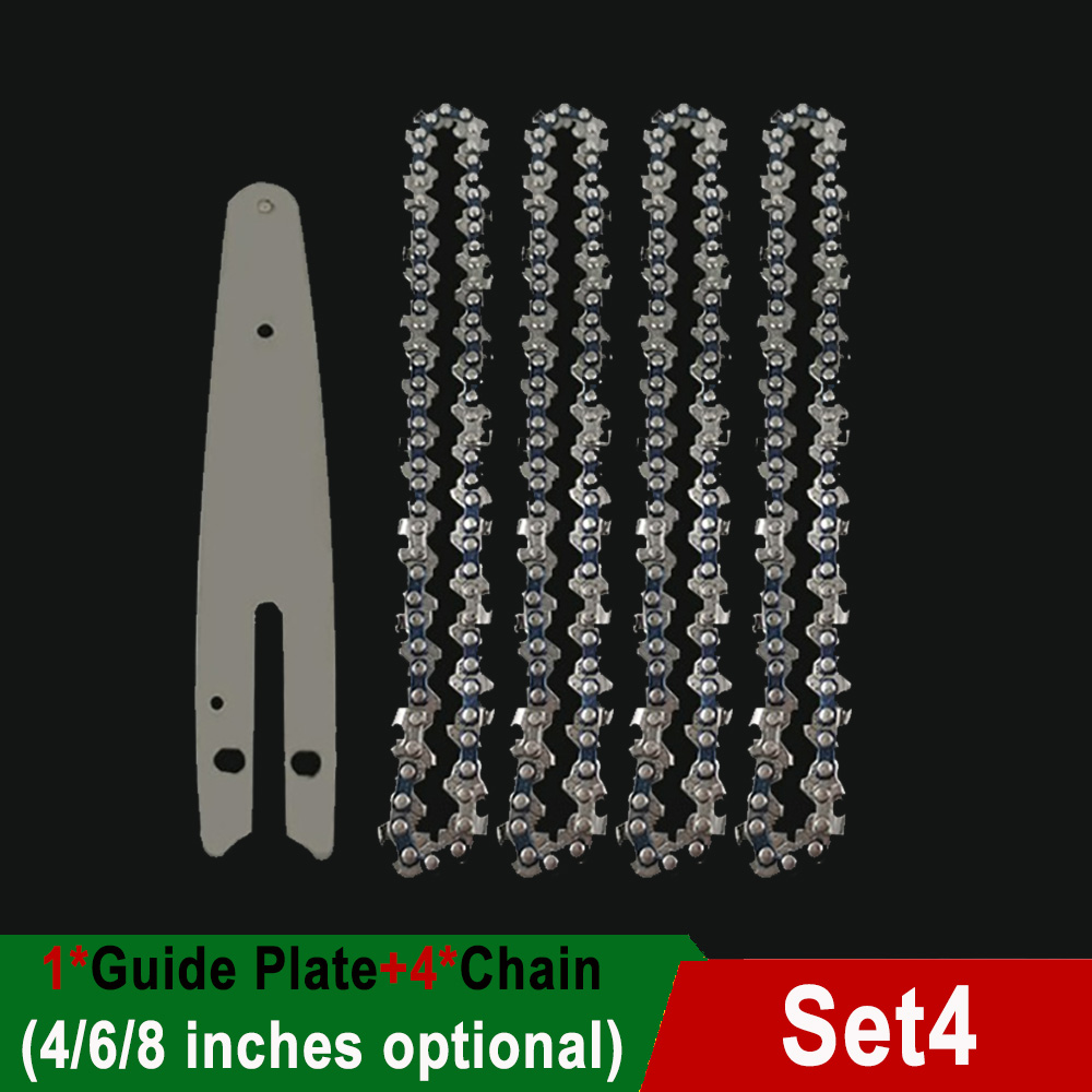 1/4 "chaîne de tronçonneuse 4/6/8 pouces Mini chaînes de tronçonneuse en acier tronçonneuses électriques chaînes d'accessoires remplacement Mini tronçonneuse électrique: 62 pouces / green