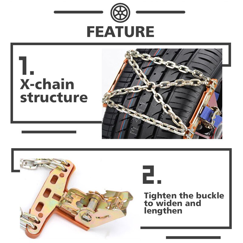 Universal steel truck wheel tire ice snow ice chain belt winter skid off-road vehicle wheel chain mud road safety and safety