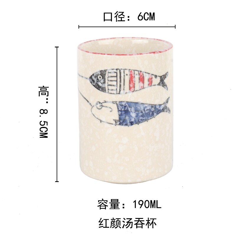 Taza de agua pintada a mano japonesa, copa de sopa de cuerpo recto, golondrina, taza de té de cebada para restaurante, vaso práctico, taza de té de cerámica: 6