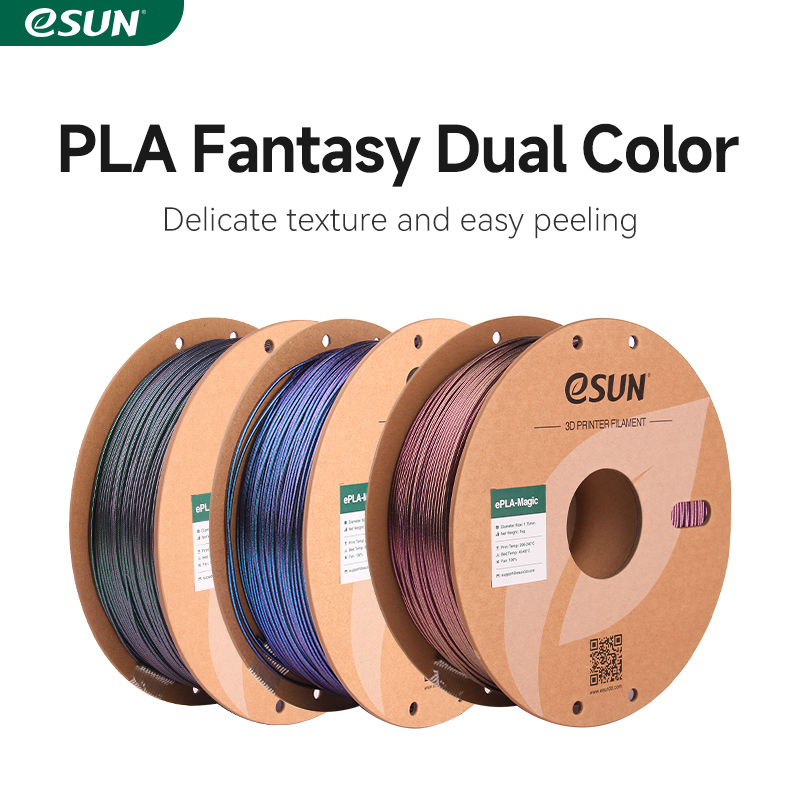 eSUN magique PLA 3D Filament double couleur imprimante 3D Filament 1.75MM 1KG paillettes Filament foncé scintillant bricolage illustration 3D pour laboratoire Bamb