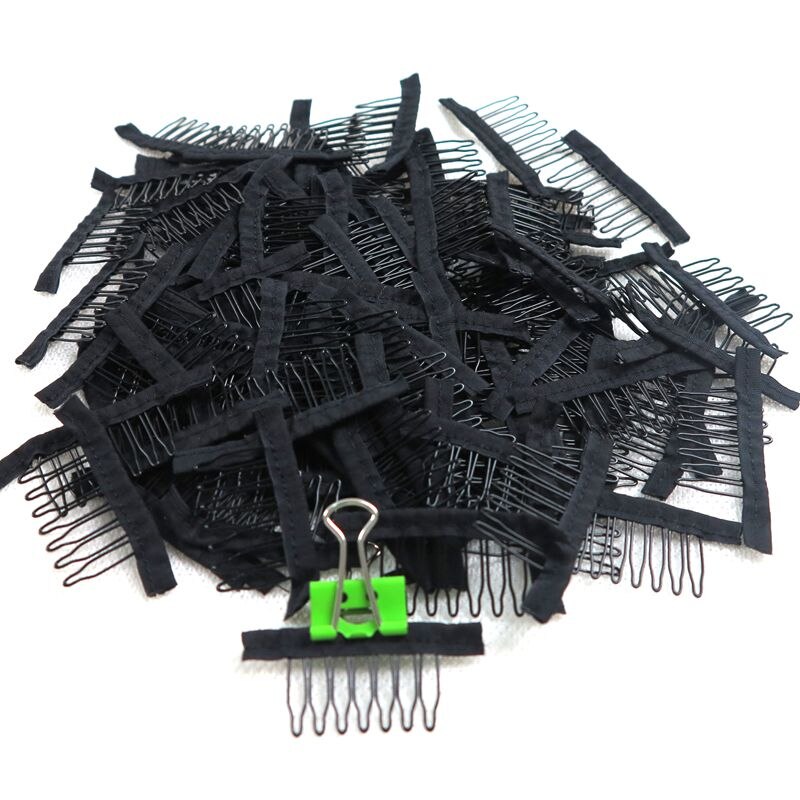 40 Pieces 7-teeth Durable Black Comb Clips For Hair Extensions Small Wig Combs Clips For Wig Caps