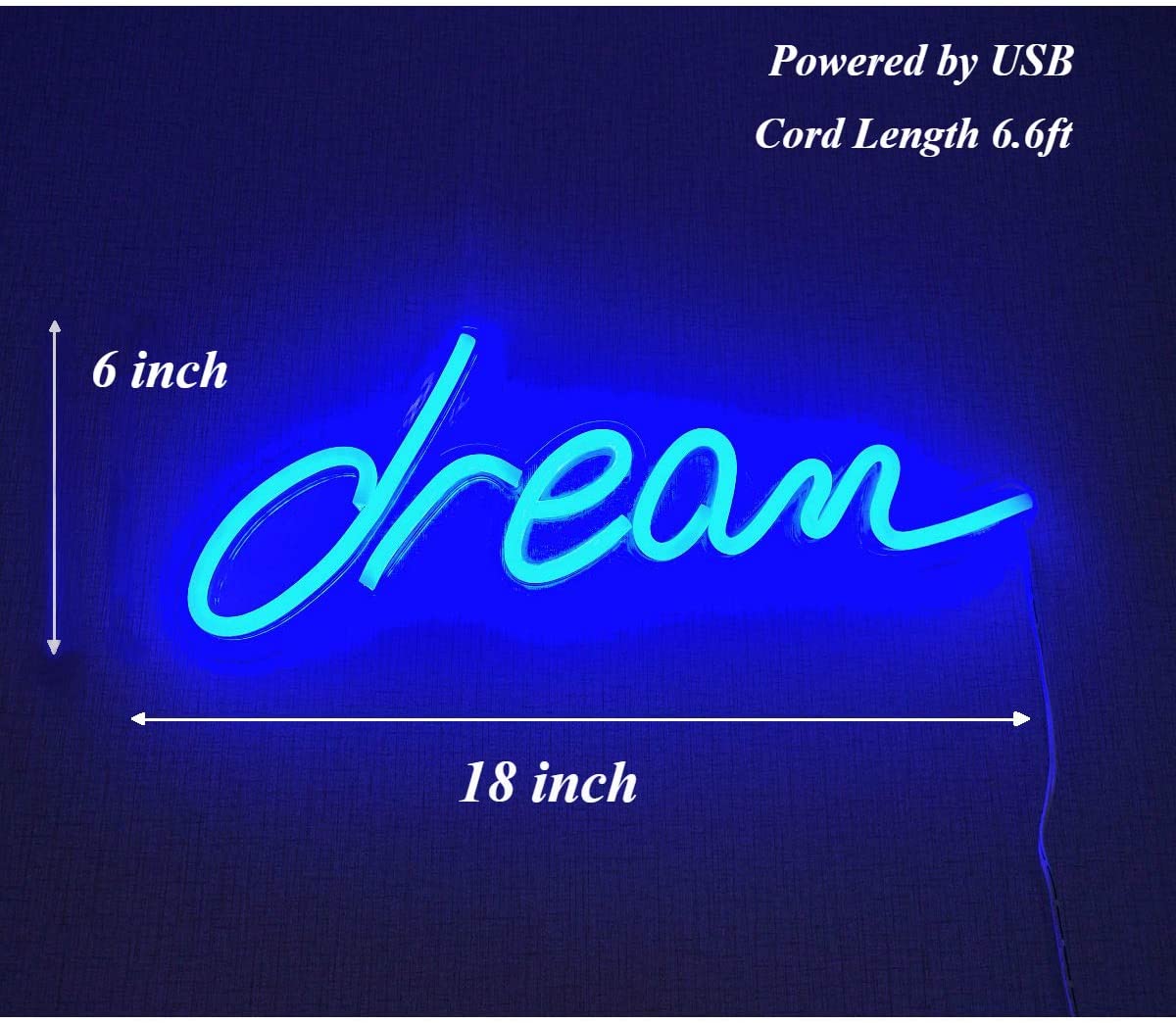 Dream Letters Christmas Neon Sign LED Neon Light USB or Battery Operated Illuminated Night Lights Wall Lamp Art Decor Bar