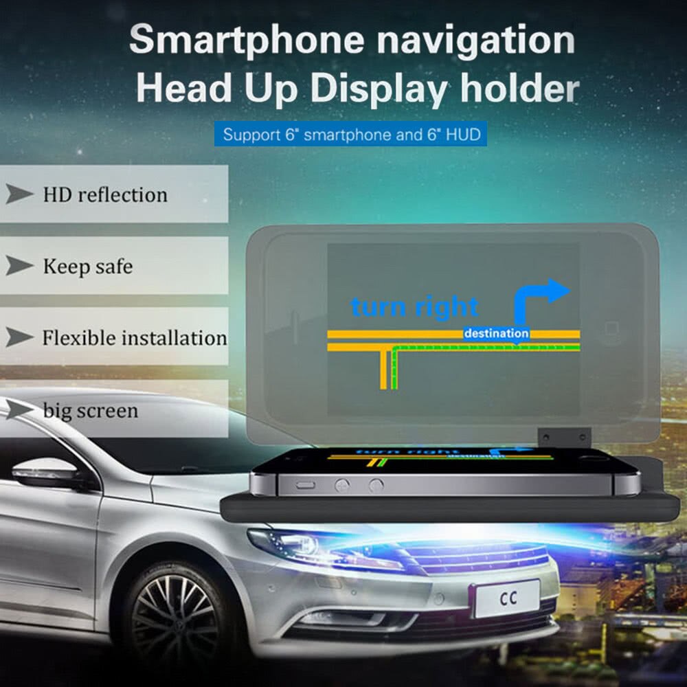 6 Inch Auto Hud Head Up Navigatie Display Telefoon Houder Gps Projector Hud Navigatie Head-Up Display Gps snelheidsmeter