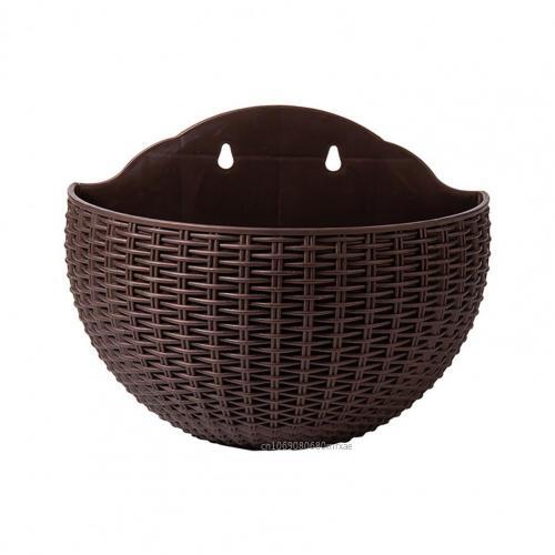 Flower Pot Exquisite Wall-mounted Plastic Wall Hanging Basket Flowerpot for Outdoor Garden Balcony Decoration Planter: Burgundy / Giant