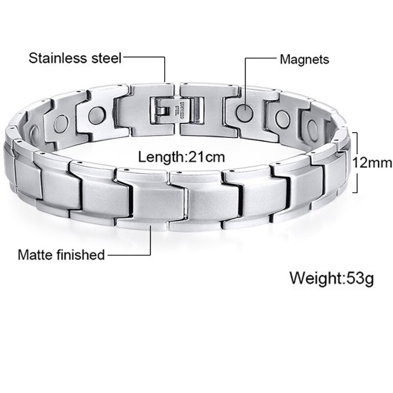 Mannen Vrouwen Rvs Gezondheid Magnetische Armbanden Power Therapie Armbanden voor Artritis Polsband Verstelbare: 8