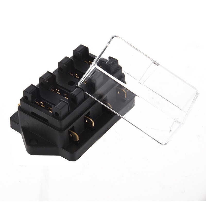 Universal Car Truck Vehicle 4 Way Circuit Automotive Middle-sized Blade Fuse Box Block Holder Black: Default Title