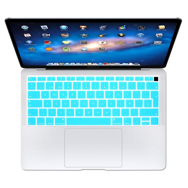 MacBook Air 13 A1932 Keyboard Protector - Silicone Euro Layout Dustproof Waterproof Skin: White Blue