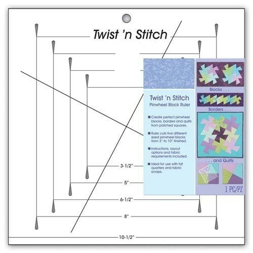 Twist 'n Stitch Pinwheel Block Ruler #HM-775 patchwork ruler quilting ruler quilter's ruler