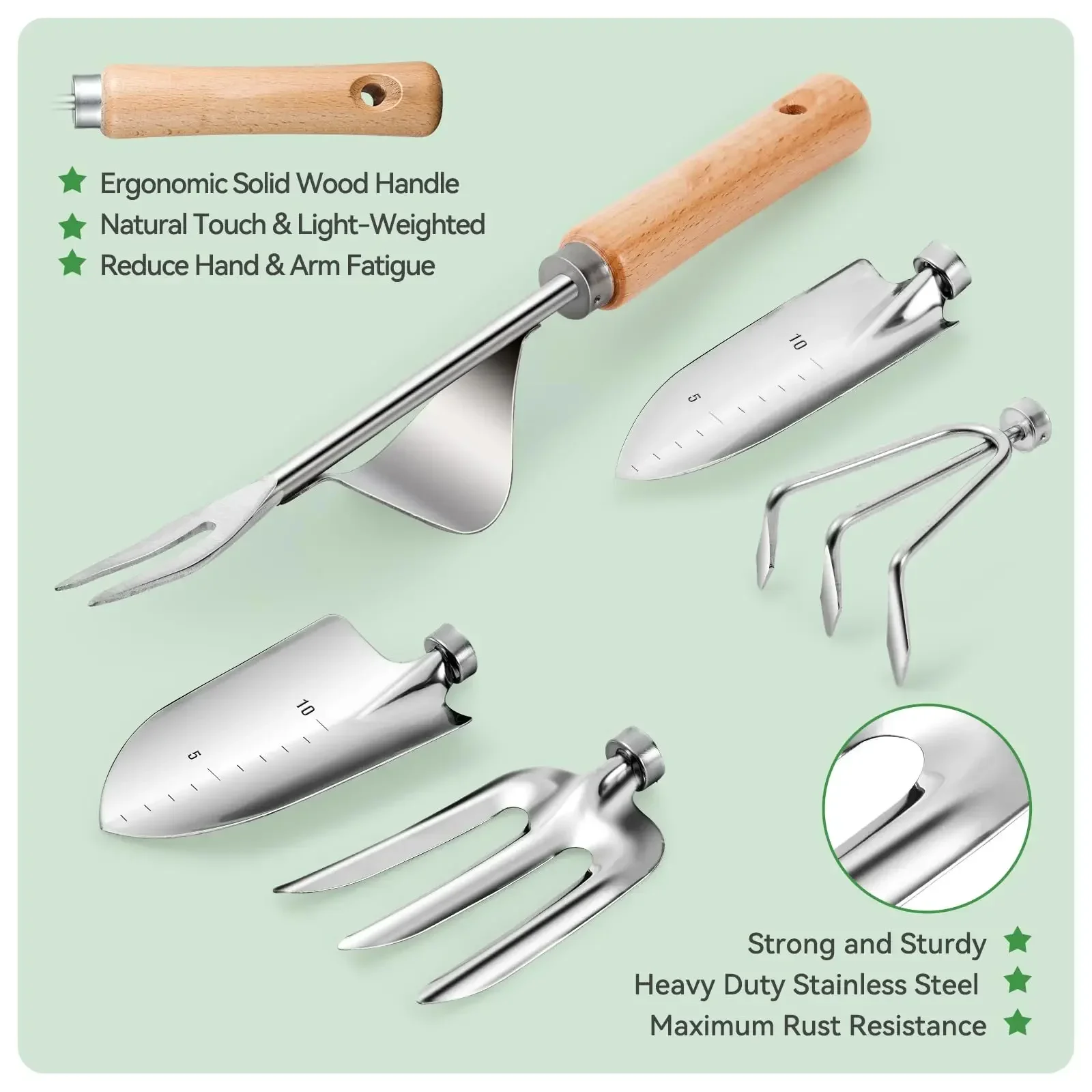 Tuingereedschap 9-delig Zwaar Tuinieren Handgereedschap Duurzame Organizer Handtas, Roestbestendige Combinatie Tuingereedschapset