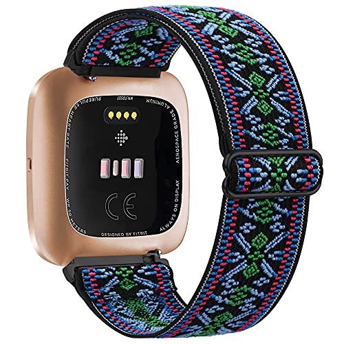 Nylon Elastische Band Voor Fitbit Versa 3 2 Band Verstelbare Ademend Horlogeband Sport Armband Band Voor Fitbit Versa 2 3 band: Bohemian Green / For Fitbit Versa 2