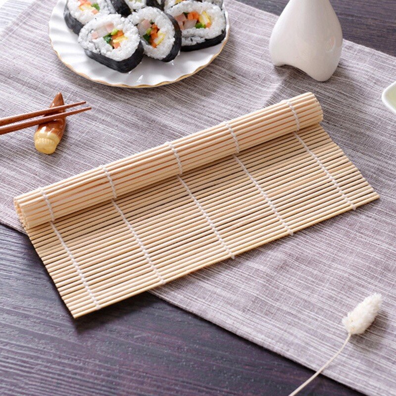 Estera enrollable de bambú para hacer Sushi, rodillo de arroz, rodillo de pollo, accesorios de bricolaje japoneses de cocina