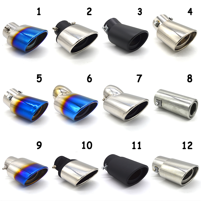 universell biler eksos lyddemper spiss rustfritt stål rør krom listverk modifisert bil bak bakre hale foring tilbehør