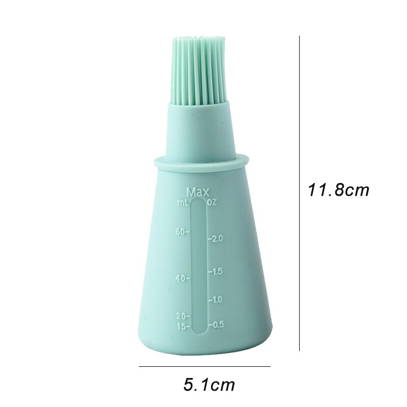 Silicone Oil Bottle Barbecue Brush With Cap Oil Brush With Scale Bread Cake Butter Bread Pastry Brush BBQ Accessories Grill Tool: 11.8 x 5.1 CM Green