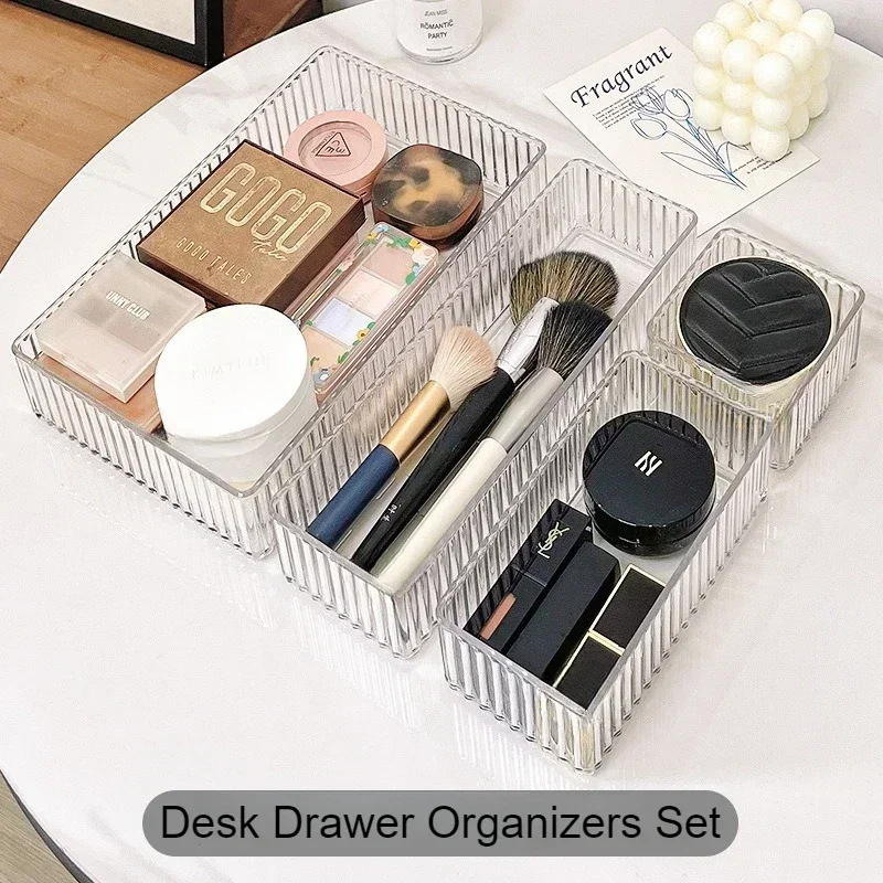 Onbeperkt Bureaulade Organisatoren Set Plastic Badkamer Opslag Make-up Organisator Helder Transparant Opbergdoos Bakken
