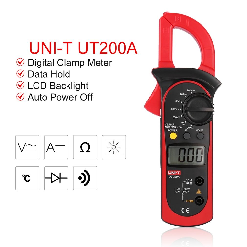 Digital Clamp Meters UNIT DC/AC Volt Amp Ohm Diode Mini Multimeter Ammeter Multitester Current Voltage Resistance Tester Probe