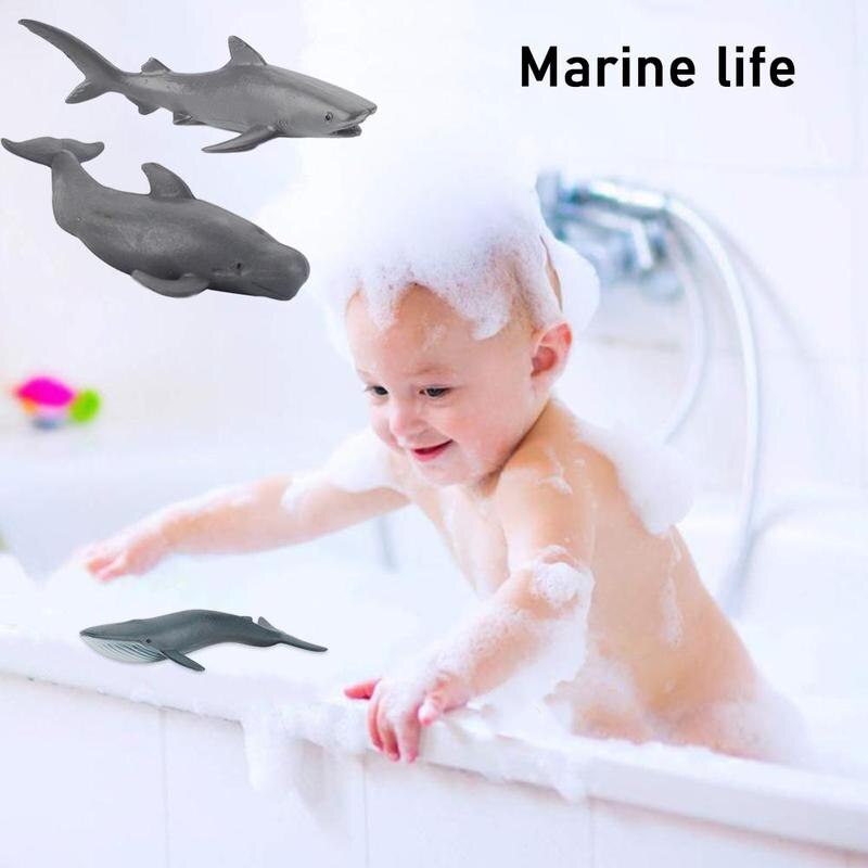 Mini marine life model blue whale great white shark whale early education cognitive hand-made ornaments