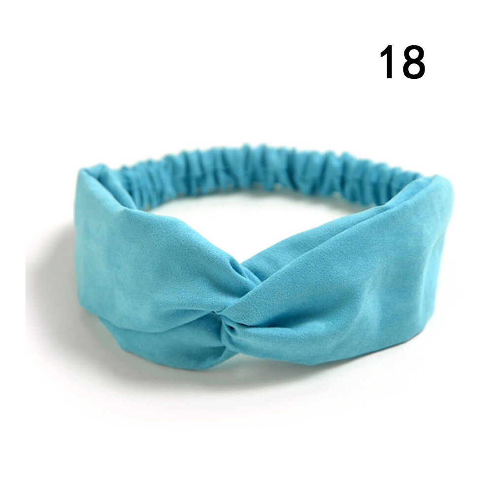 Suede Twist Tulband Vrouwen Haarband Bows Elastische Hoofddoek Sport Haarbanden Head Band Knoop Hoofdband Voor Meisjes Hoofddeksels Headwrap: 18