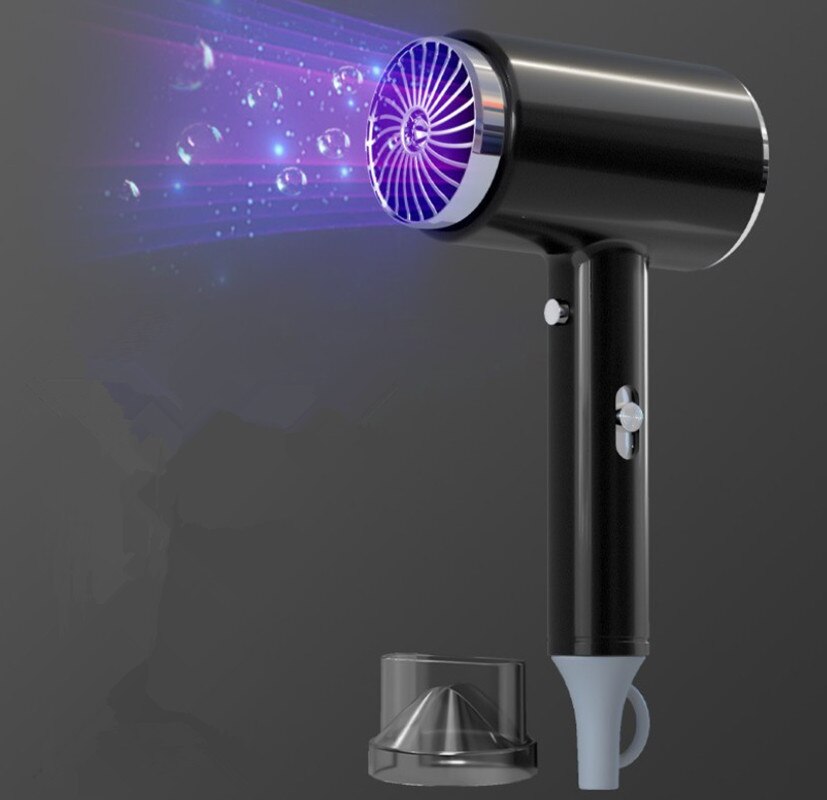 Secador de pelo para uso doméstico, dispositivo eléctrico silencioso de aire /frío, con rayos azules, recolección de aire de iones negativos: Amarillo claro