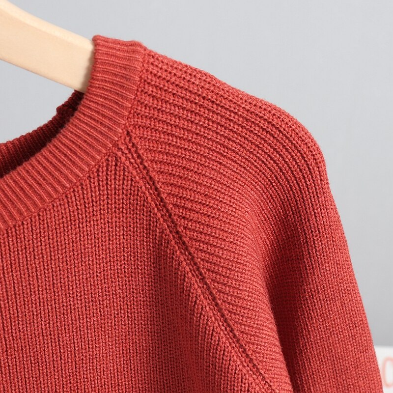 Gigogou perus syksy-talvi naisten neule paksu neulottu lämmin villapaita o-kaulus naisten neulepaita yläosa