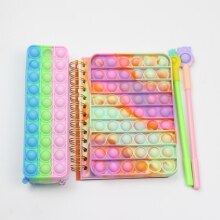 Pop Its Notebook Bubble Fidget Push Up Finger Silicone Cover Notepad Student Decompression Stationery Supplies For Kids