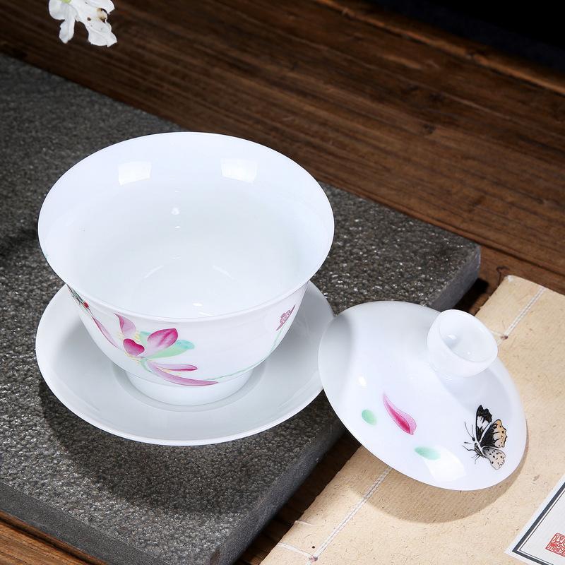 Chinese Tradition Gai Wan Tea Set Bone China Tea Sets Gaiwan Tea Porcelain Pot Set For Travel Ceramic Beautiful And Easy Kettle