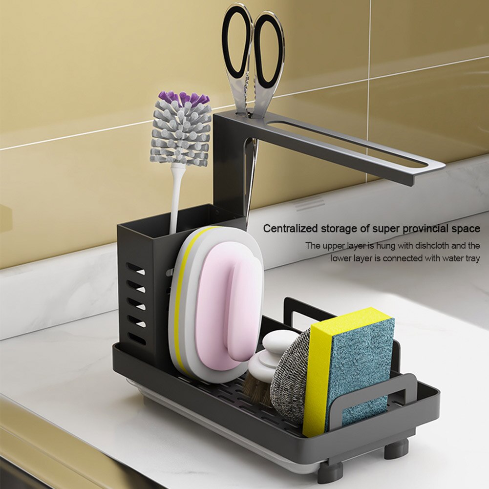 Multifunction Countertop Stainless Steel Dispenser Kitchenware Wall Mounted Rag Rack Kitchen Sink Caddy Organizer Rustproof