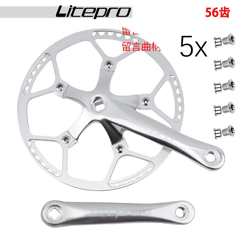 Litepro-Juego de platos y bielas para bicicleta, juego de bielas para bicis plegables 130 BCD BMX de una sola velocidad 130bcd 45 47 53 56T 58 T diente 1x Mtb: crank plus 56 ring