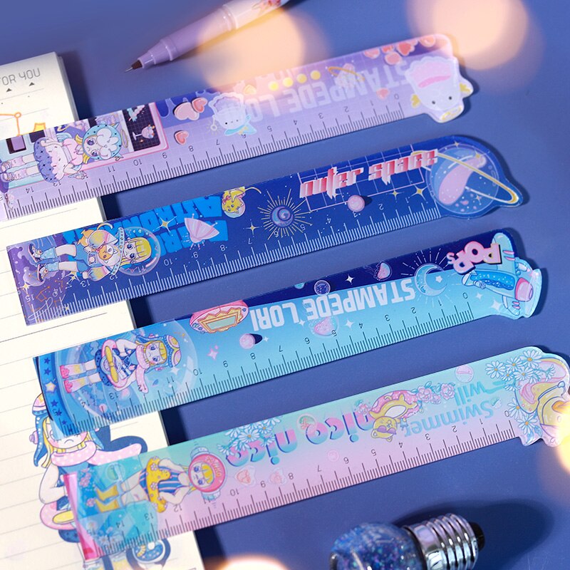 15CM Cartooon Acrylic Ruler Multifunction DIY Drawing Tools Student Rulers Double-duty School Office Stationary Supplies Escolar