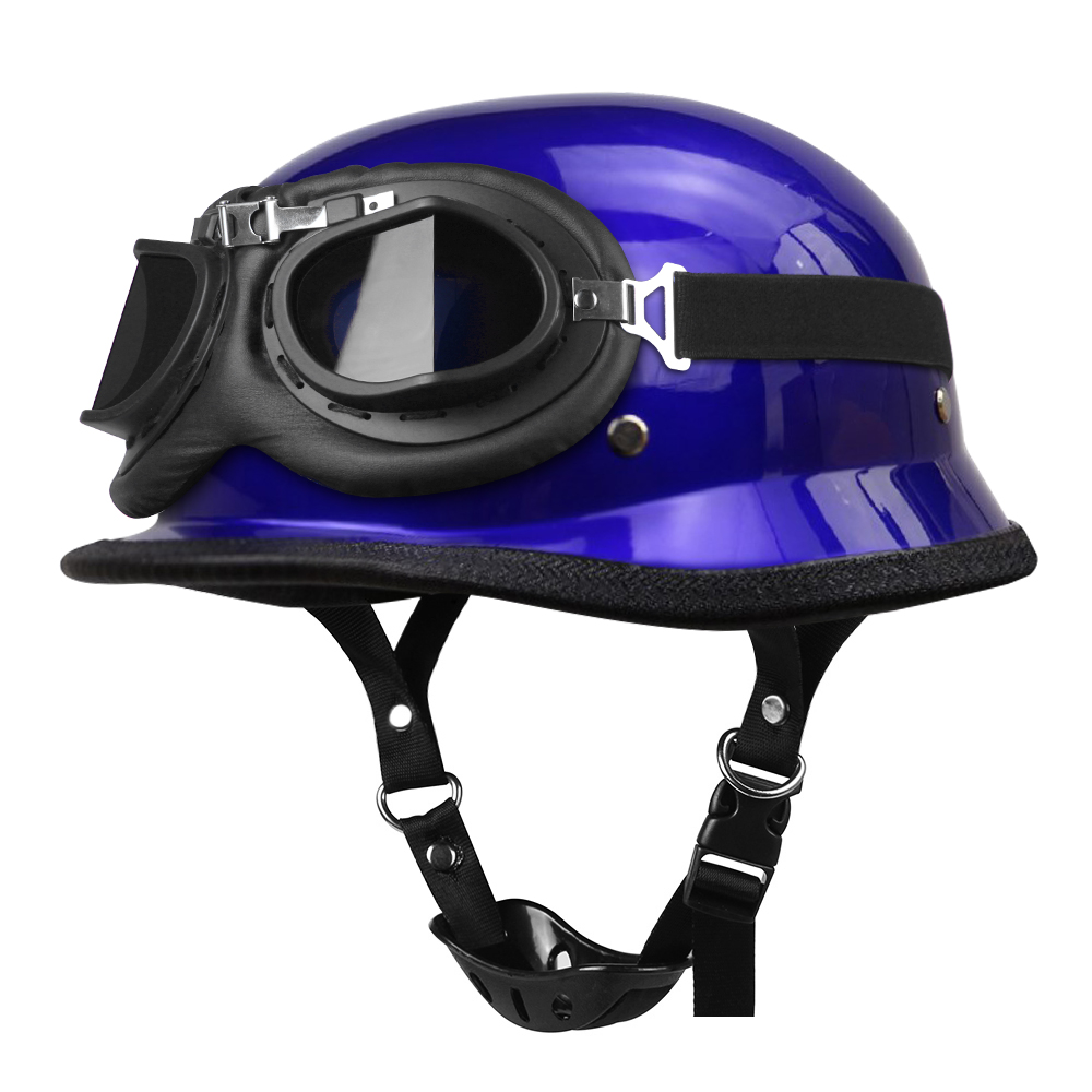 Motor halve helm Duits lederen vintage helm Casco Moto motorfiets open helm Biker Pilot DOT-certificering S-XXL: Ivoor / S