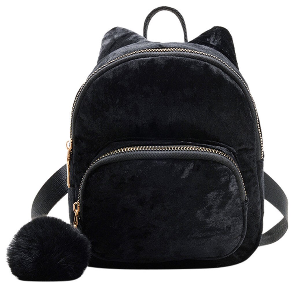 Vrouwen Velours Hairball Mini Rugzak Schouder Schooltassen Voor Tienermeisjes Studenten Rugzak Reizen Rugzak Bagpack: A