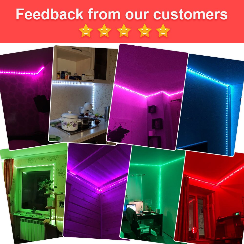 Colorrgb, led lys stripe, musikk synkronisert farge skiftende rgb 5050 , telefon app fjernkontroll , led lys tau 6m 12m 15m