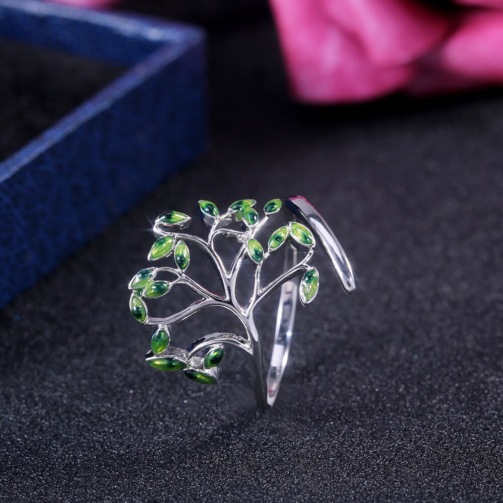 Anello da donna Huitan Live a forma di albero Cocktail Party fresco elegante compleanno regalo felice per le donne anelli aperti regolabili di moda