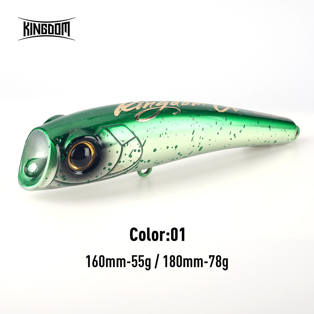 Kingdom sea fishing drag topwater popper 55g 78g 160mm 180mm flytande wobbler konstgjort hårt bete för havs tonfisk gt fiskedrag: 120mm / Gul