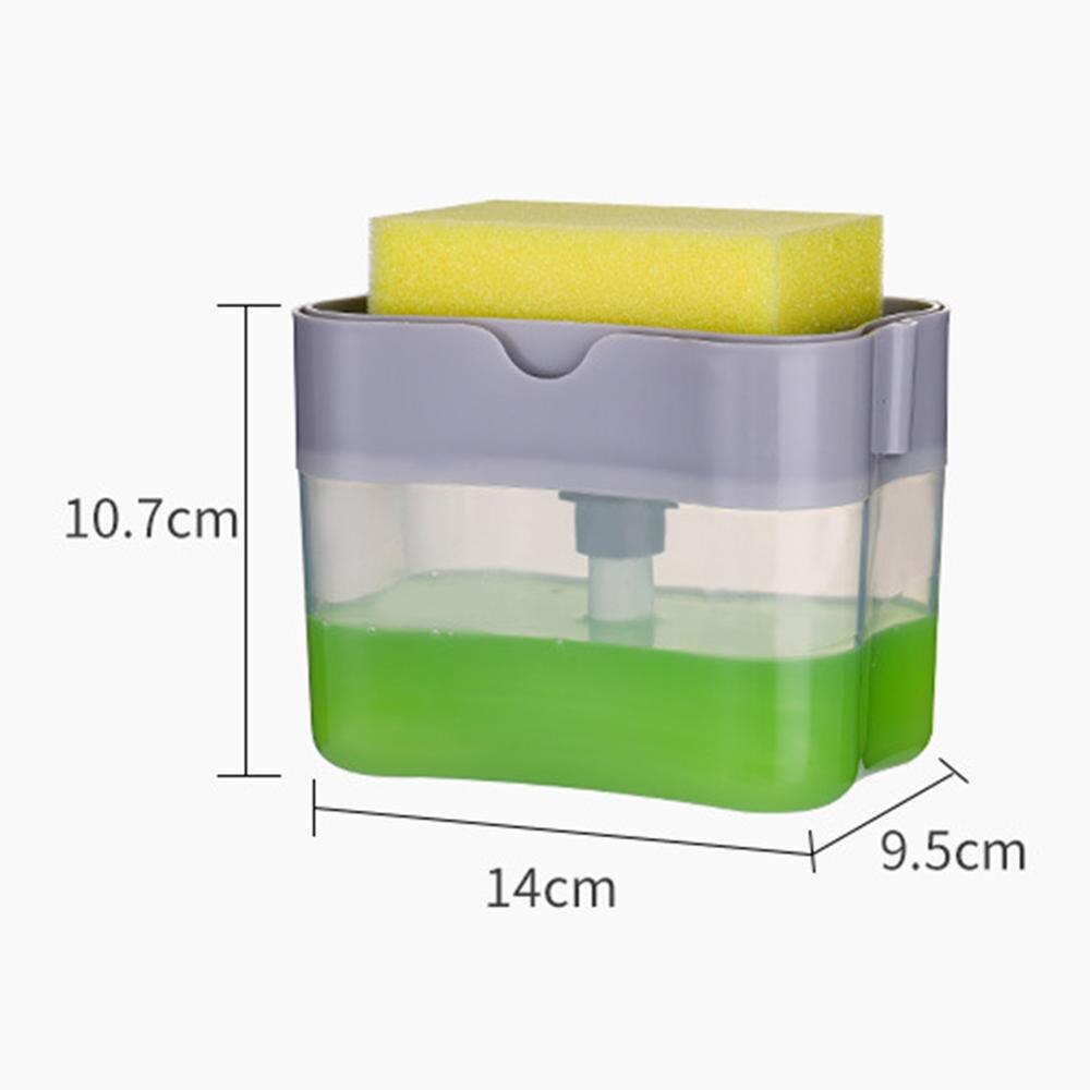 2 in 1 Scrubbing Liquid Detergent Dispenser Press-type Liquid Box Soap Box: D