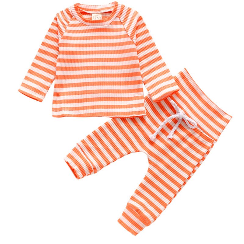 Baby Meisje Jongen Nachtkleding Outfit Kleding Set Lange Mouwen Gestreepte Top En Broek Set Kids Baby Pyjama Pasgeboren Slaap Set: E / 6 9Months