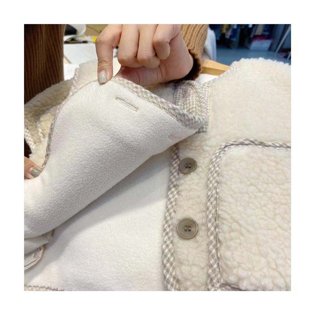 Herfst Winter Baby Fleece Vest Meisjes Mouwloze Jas Jongens Winddicht Vest Baby Lam Wol Vest Pasgeboren Warme Kleren: beige / 6M  66cm