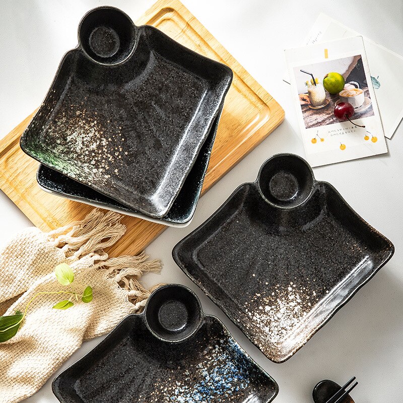 Plato para dumplings de cerámica, plato japonés con plato pequeño, plato occidental para desayuno, vajilla para restaurante y casa