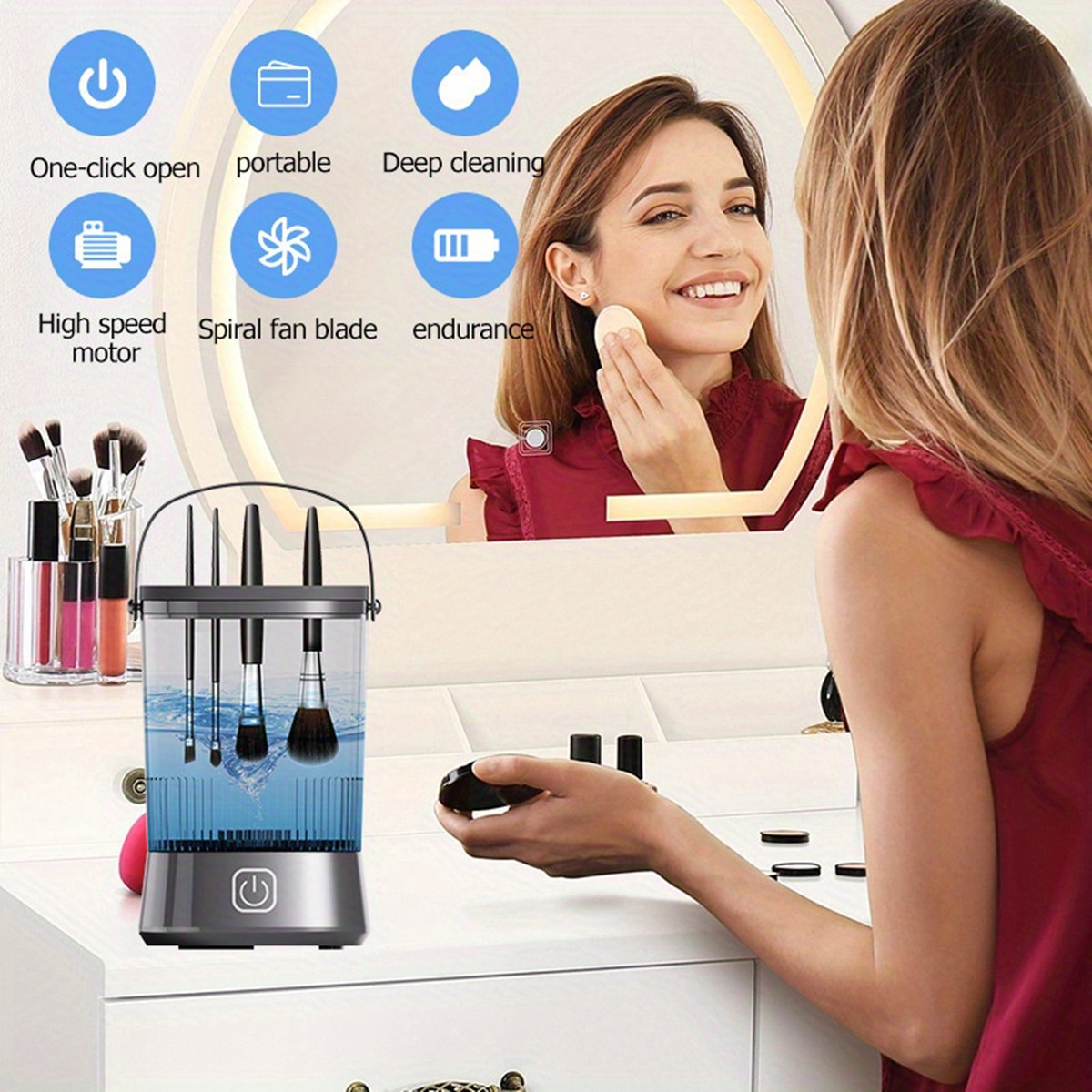 Automatischer elektrischer Make-up-Pinselreiniger, wiederaufladbar, 3-in-1, Typ C-Aufladung, Kosmetikpinsel, Waschen, Trocknen, Waschwerkzeuge, Maschine