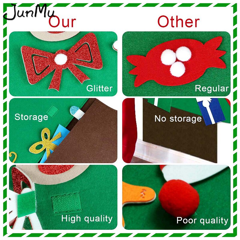 Glittery DIY Felt Christmas Tree with Bag Wall Hanging Decor kid's Handmade Felt Cloth Xmas Tree with Glitter Ornaments