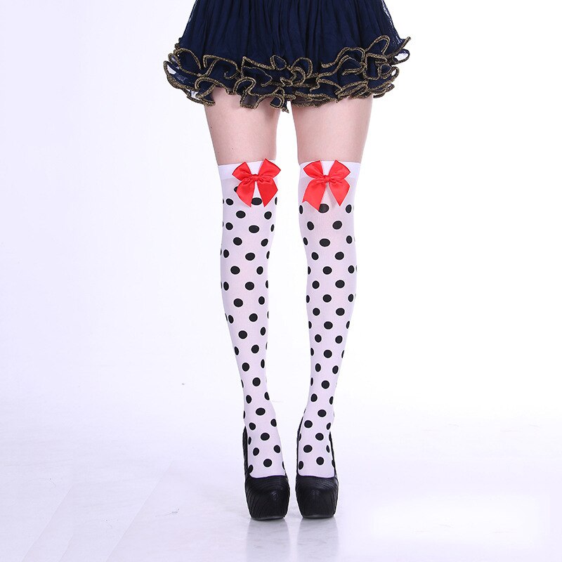 2021Hot Halloween Snoep Kleur Strik Lange Hoge Buis Over-De-Knie Dij Sokken Polka Dot Schedel Persoonlijkheid straat Sexy Night: 02