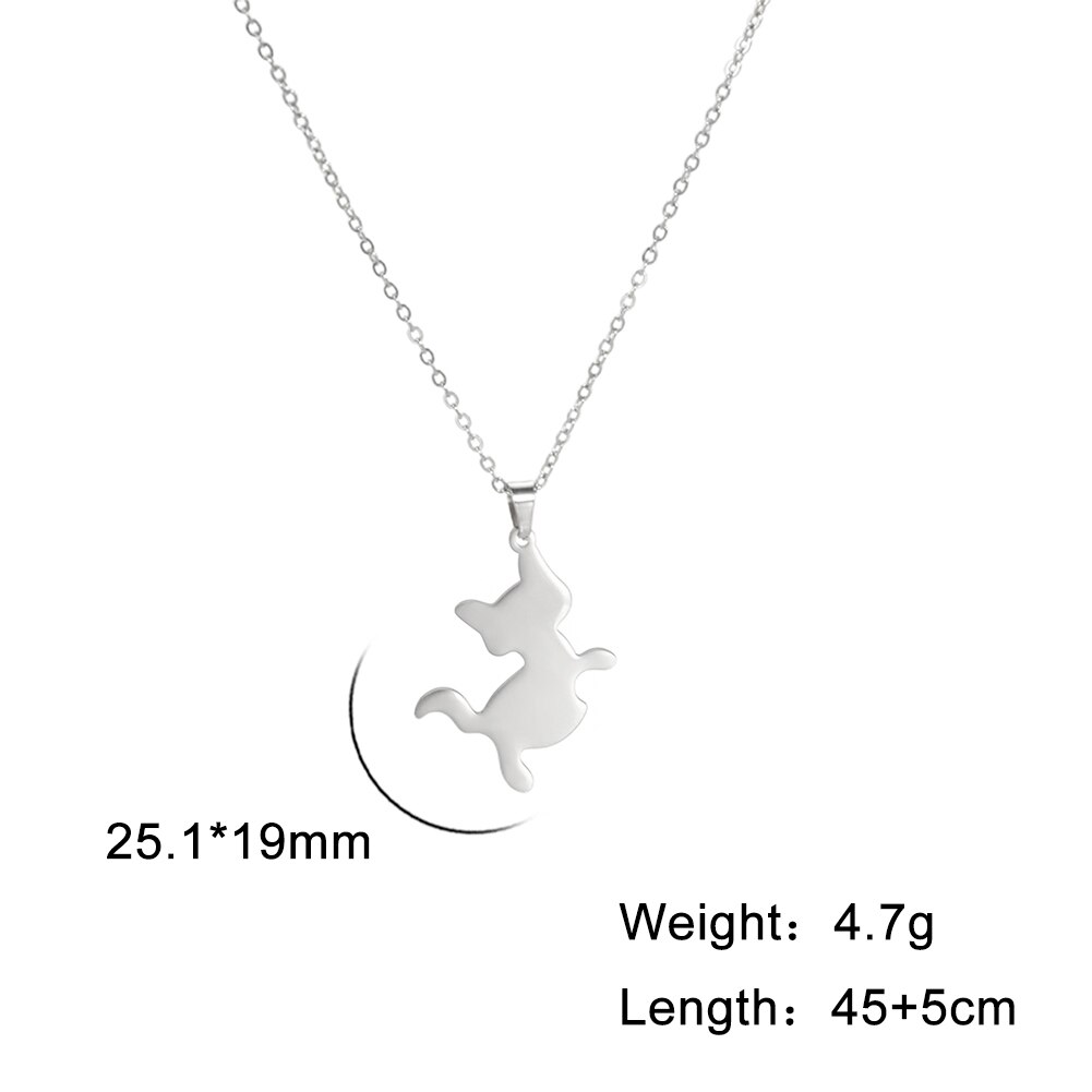 Cazador Cute Walking Cat Pendant Chain Necklaces Stainless Steel Jewelry Simple Cat Curved Choker Necklaces Women Party Wedding: Plating Gun