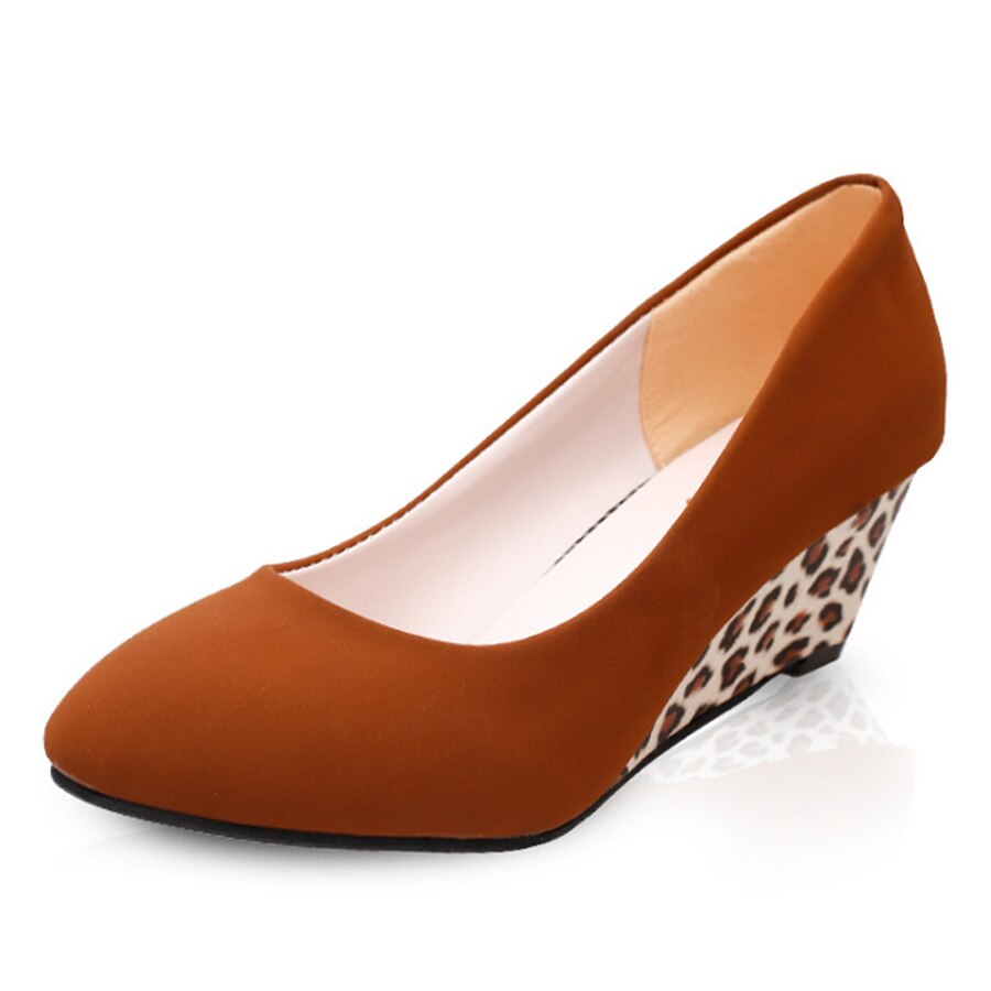 VTOTA Pumps Shoes Women High Heels Women Pumps Pointed Toe Shallow Mouth Wedges Platform Shose Increased Slip On Shoes Woman LS: Khaki / 5