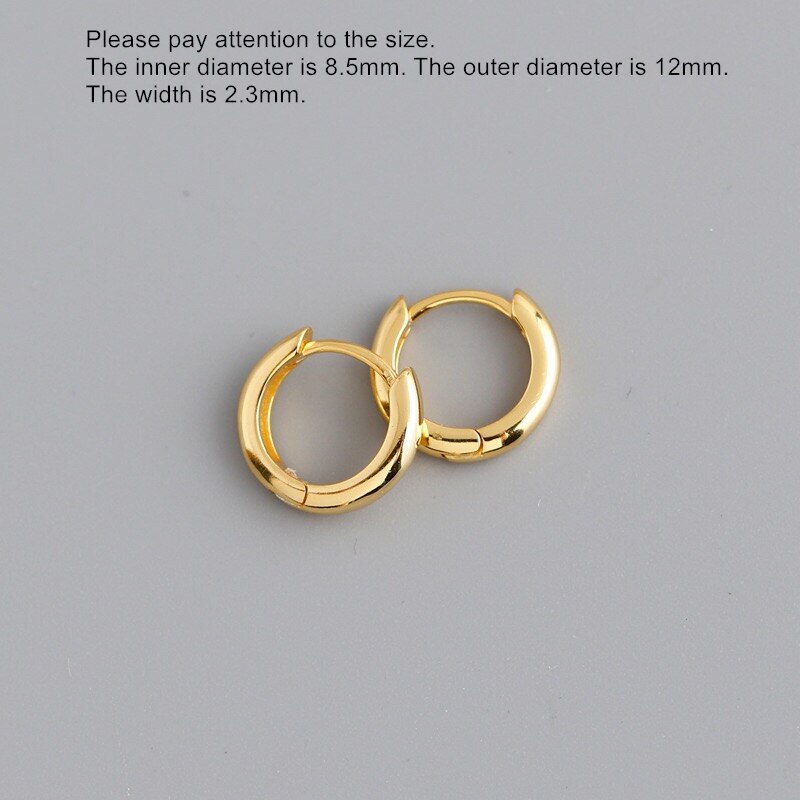 Orecchino in argento Sterling 925 moda semplice lucido rotondo orecchino largo fibbia orecchio personalità geometria donna ragazza ragazzo gioielli orecchio: 1 pair gold 8.5mm