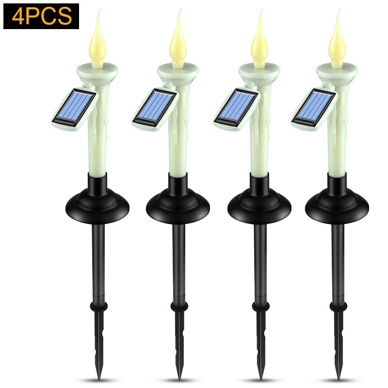 Velas solares para ventana con candelabros, luz LED impermeable, recargable, para exteriores, jardín, césped, decoración interior del hogar: 4pcs