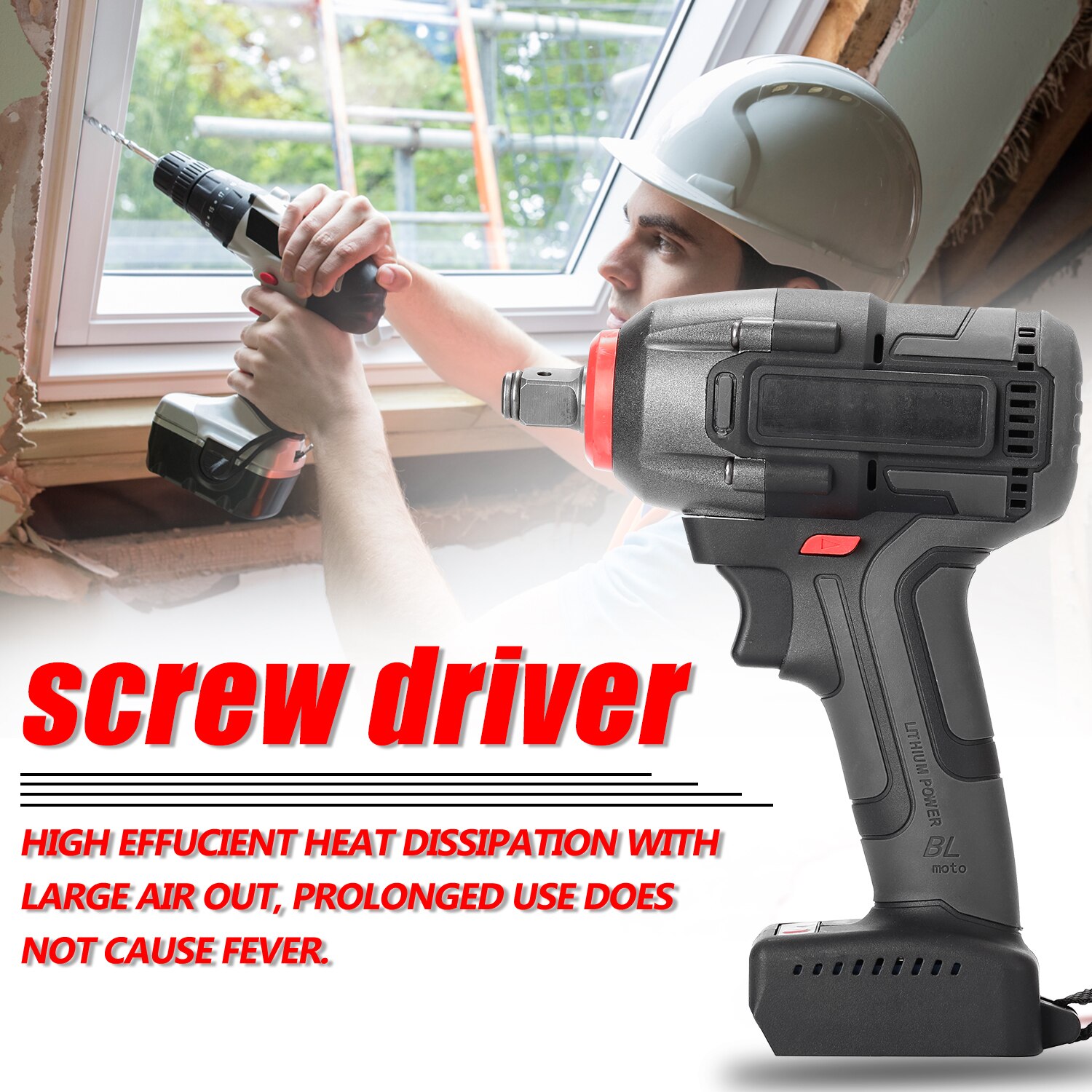Electric Hand Wrench Electric Rechargeable Cordless Brushless Impact Wrench Multifunction Wireless Home DIY Electric Power Tool