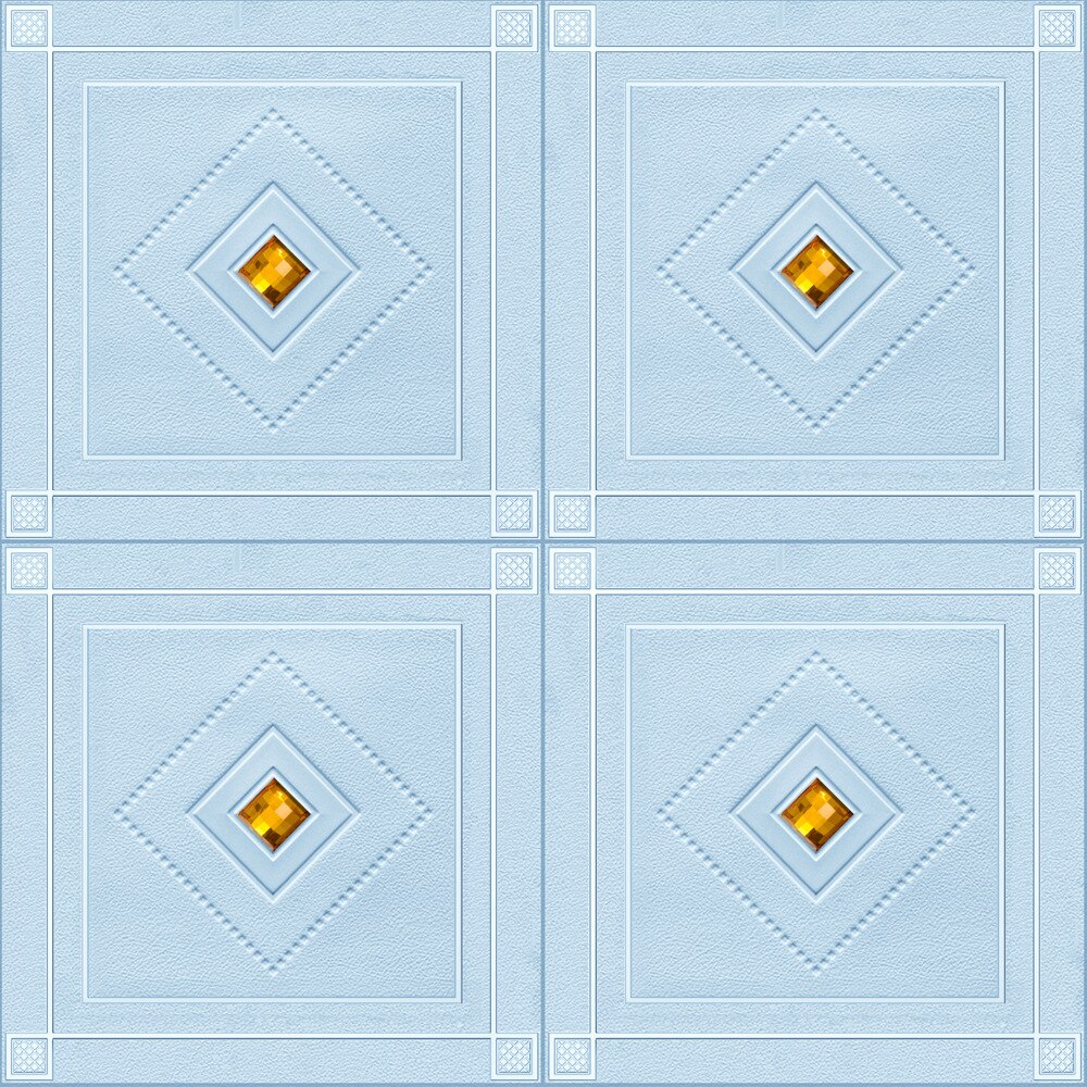 3D Tape Boor Behang Waterdichte En Vochtbestendige Plafond Slaapkamer Achtergrond: Blue with diamond