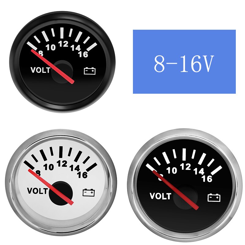 Vattentät auto bil voltmätare mätare 52mm visar spänning motorcykel båt bil voltmätare indikator instrument 8-16v 16-32v