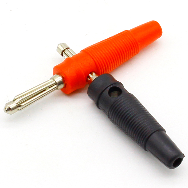 Conector de enchufe Banana apilable lateral sin soldadura, cobre, rojo y negro, 4mm, 5 pares/10 Uds.