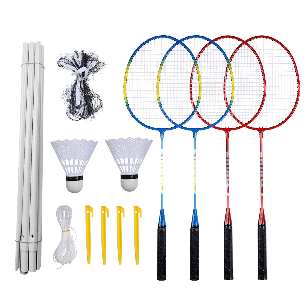 2 st badmintonracket set familj dubbel badminton spelracket lätt lek träning träning badminton racket för vuxna barn: A