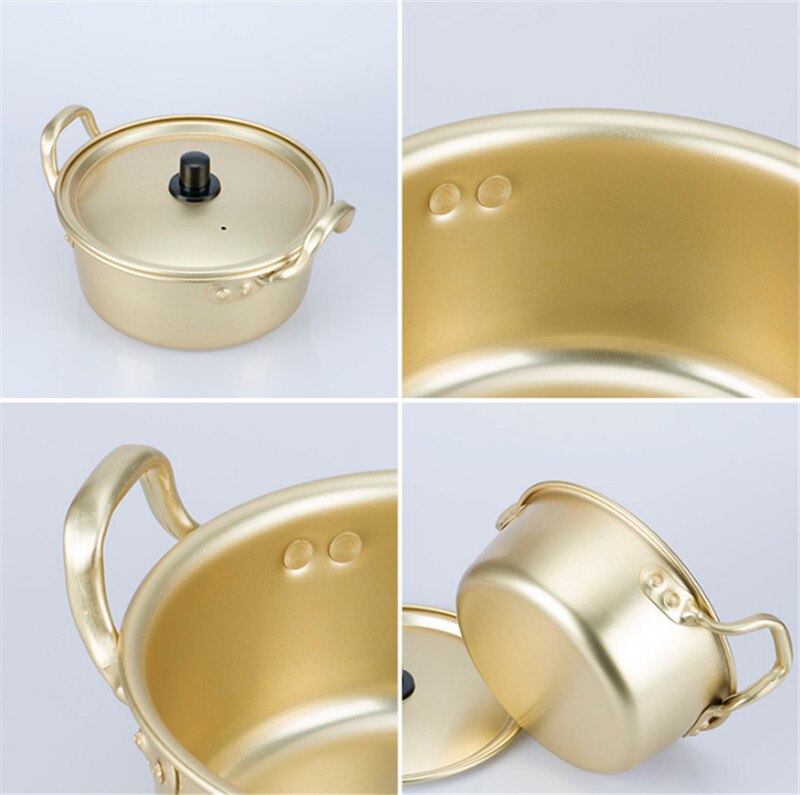Korean Style Ramen Noodles gold Pot Aluminum Soup Pot Oxidized Coating Noodles Mike Egg Soup Cooking golden Kitchen Cookware